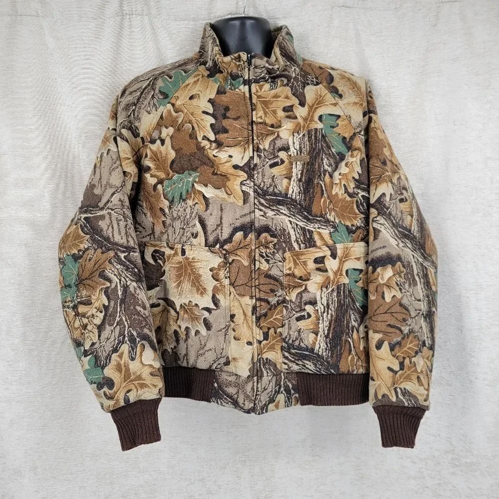 Woolrich Vintage USA Wool Brown and Green Camouflage Bomber Jacket
